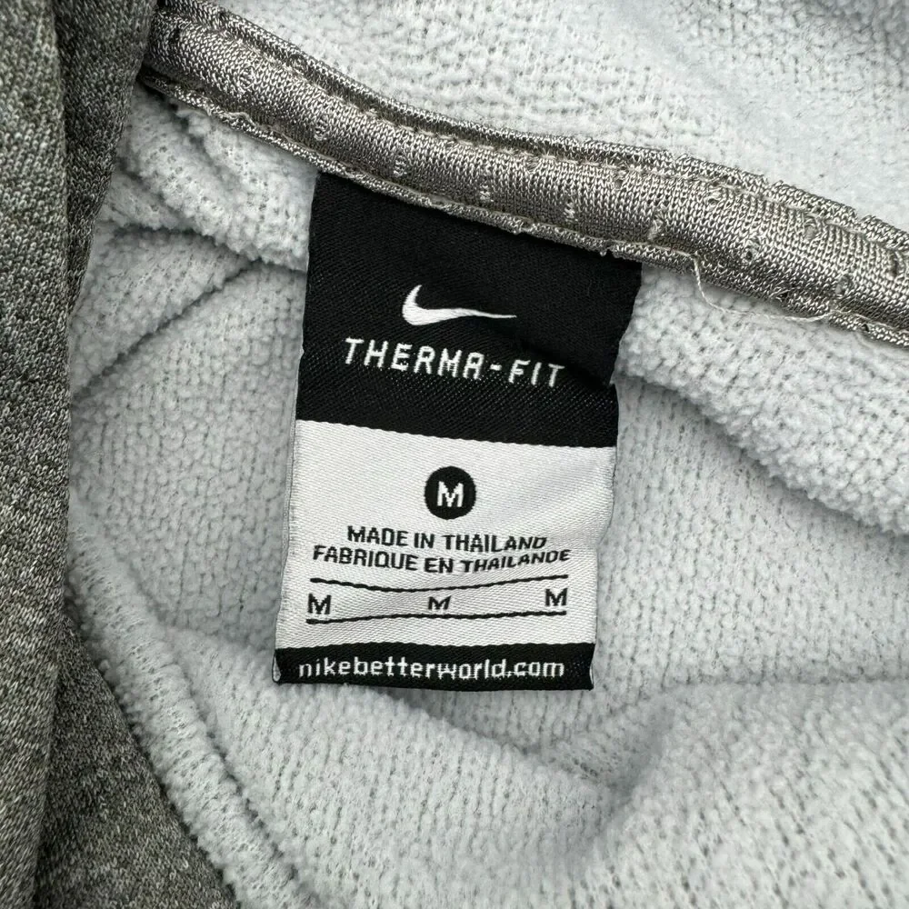 NIKE women's Medium gray pullover hoodie sweatshirt red swoosh kangaroo pocket‎